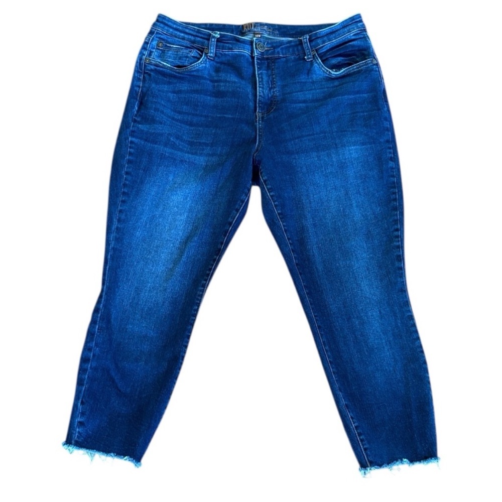 Kut from the Kloth Cropped Blue Jeans High Rise Raw Hem Style KC122GA1R Size 14W